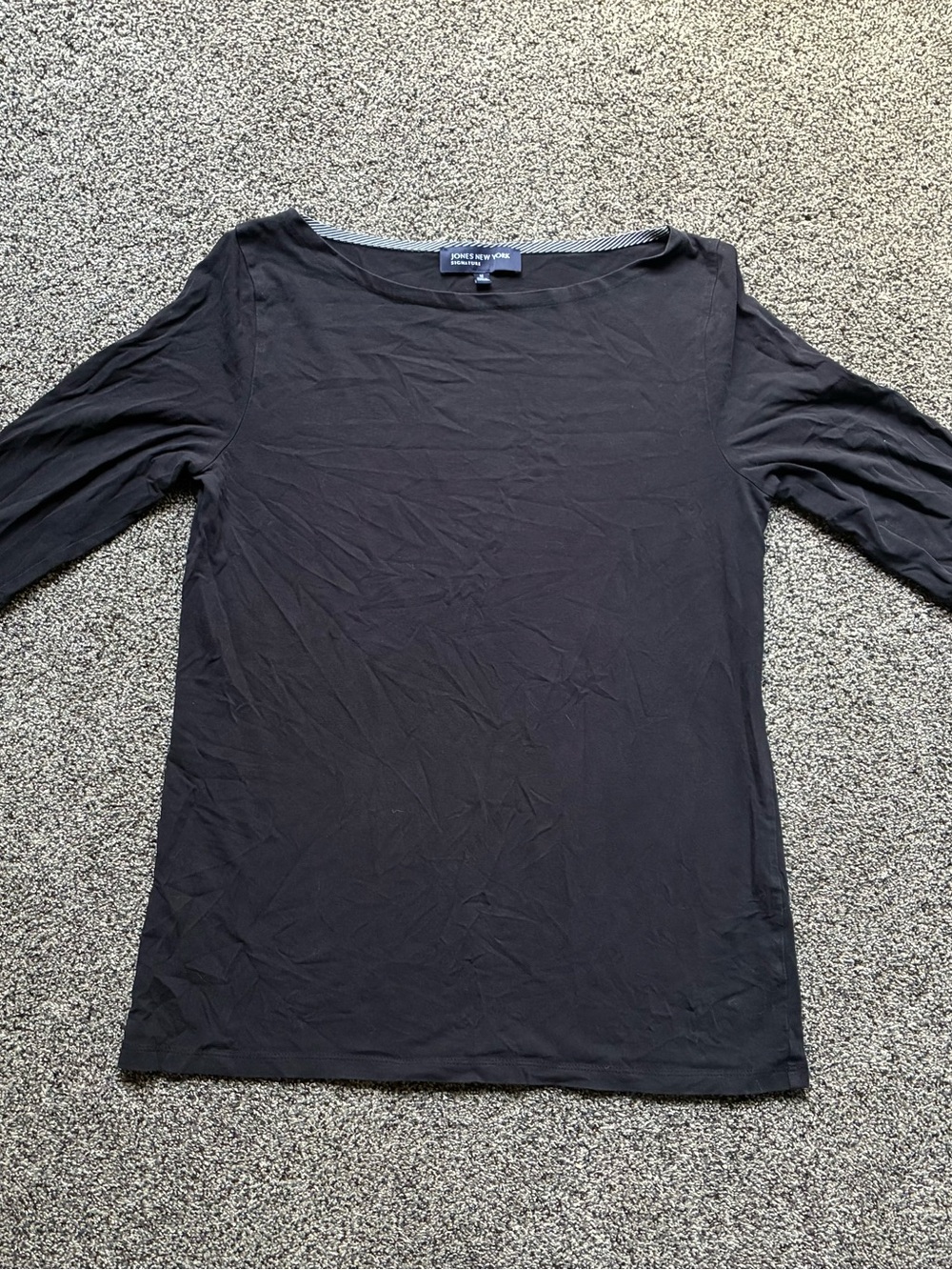 Jones New York Women’s Signature Black 3/4 Sleeve Tee, Size Medium